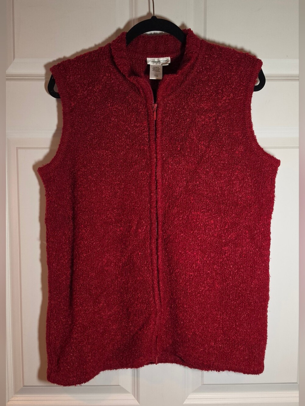 Coldwater Creek Cozy Red Fuzzy Zip-Front Women's Sweater Vest M